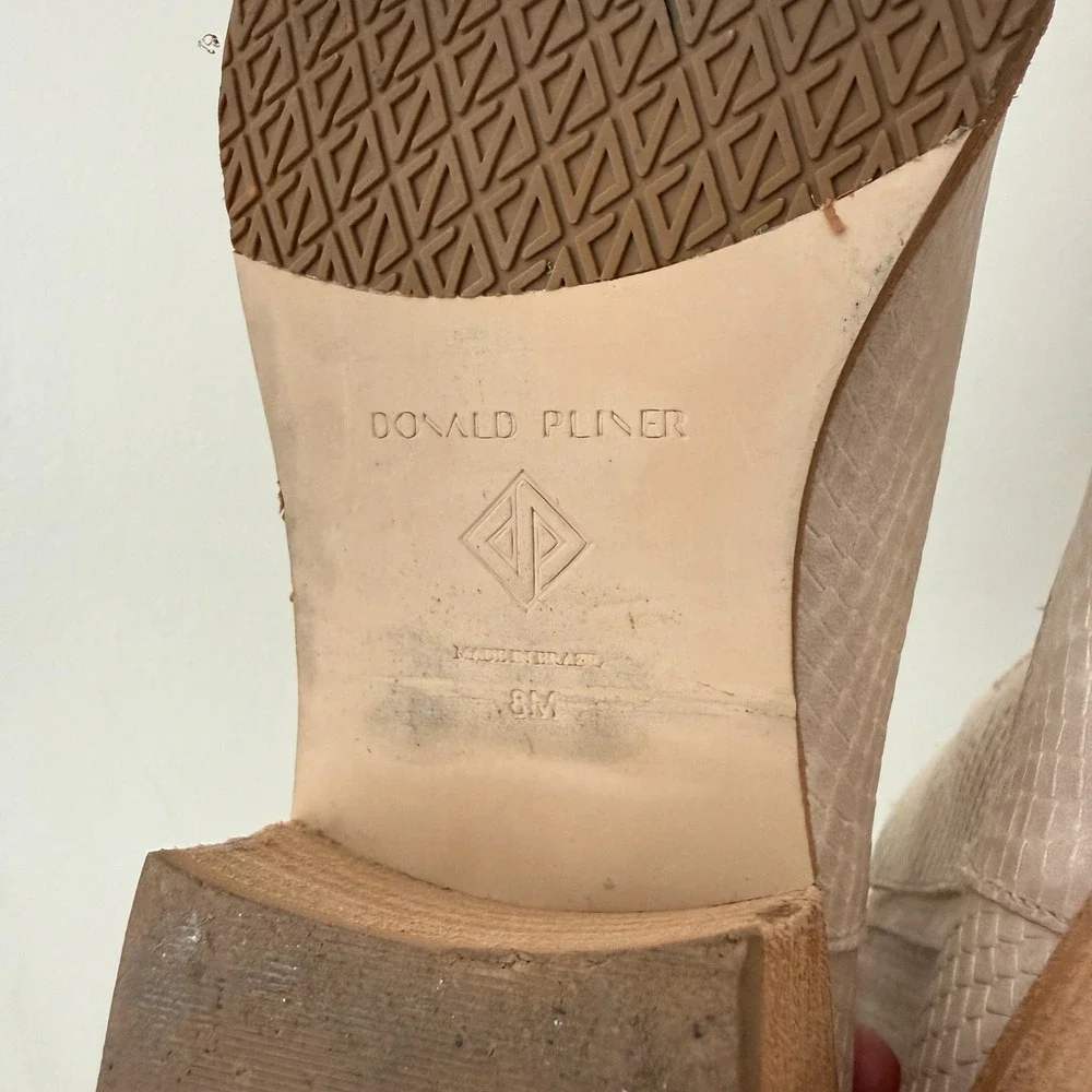 Donald Pliner Marisol Western Snakeskin Ankle Boot‎ 8M Cream Leather Pointed Toe